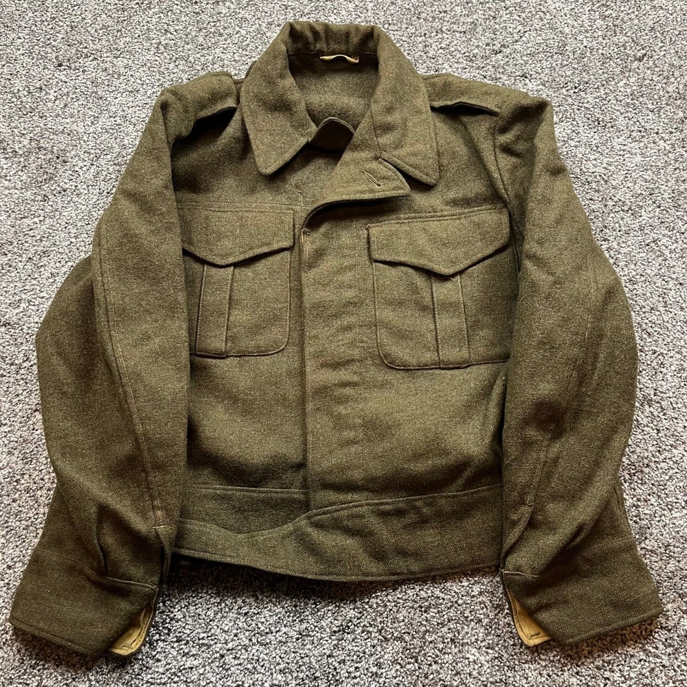 Vintage Military Battledress Jacket Khaki Wool Size 19 February 1961 British M